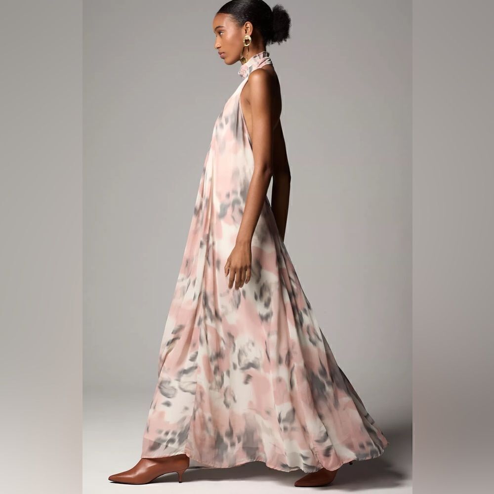 Anthropologie Maeve Halter Sheer Printed Maxi Dress Size XL - Picture 5 of 5